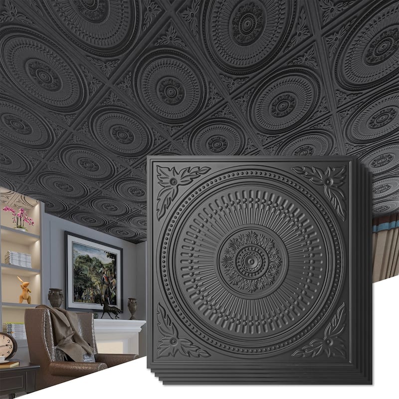 Art3d 12-Pack Drop Ceiling Tiles 24''X24'', Decorative PVC Ceiling Panels