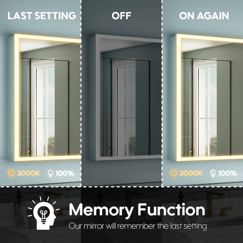 30'' H Recessed or Surface Frameless LED Mirror Cabinet With Defogger, Dimmer, Outlets & USB Ports 