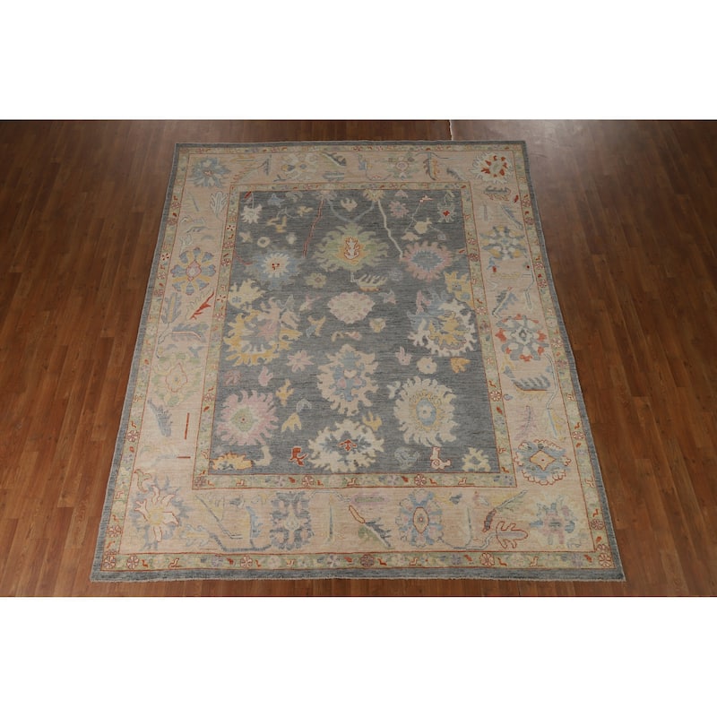 Oushak Turkish Area Rug Vegetable Dye Floral Handmade Wool Carpet - 8'0" x 9'10"