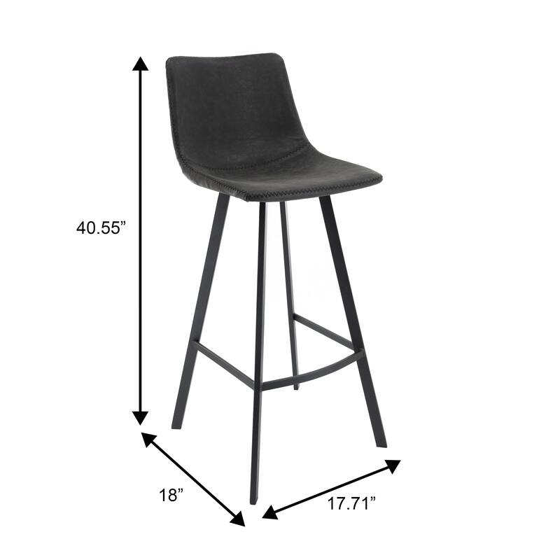 Elland Modern Ergonomic Foam Padded Metal Bar Stool with Back Support Plush Seating Footrest Powder Coated Finish Plastic Glides