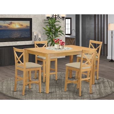 Counter Height Dining Set - Pub Table & Bar Stools with Backs - Modern Kitchen Set