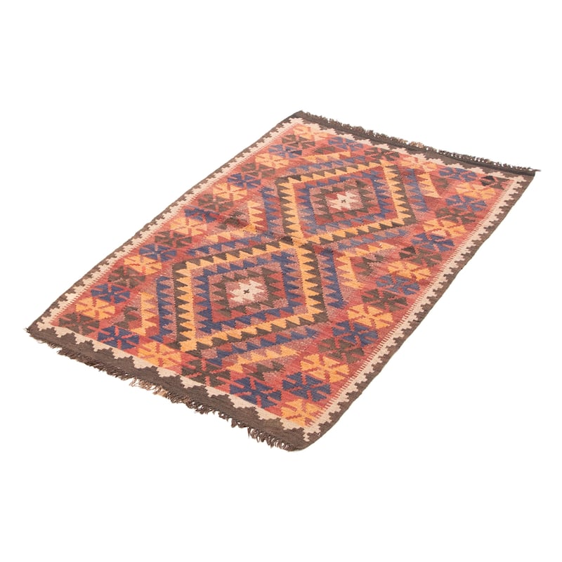 ECARPETGALLERY Flat-Weave Shirvan Brown Wool Kilim - 3'2 x 5'3