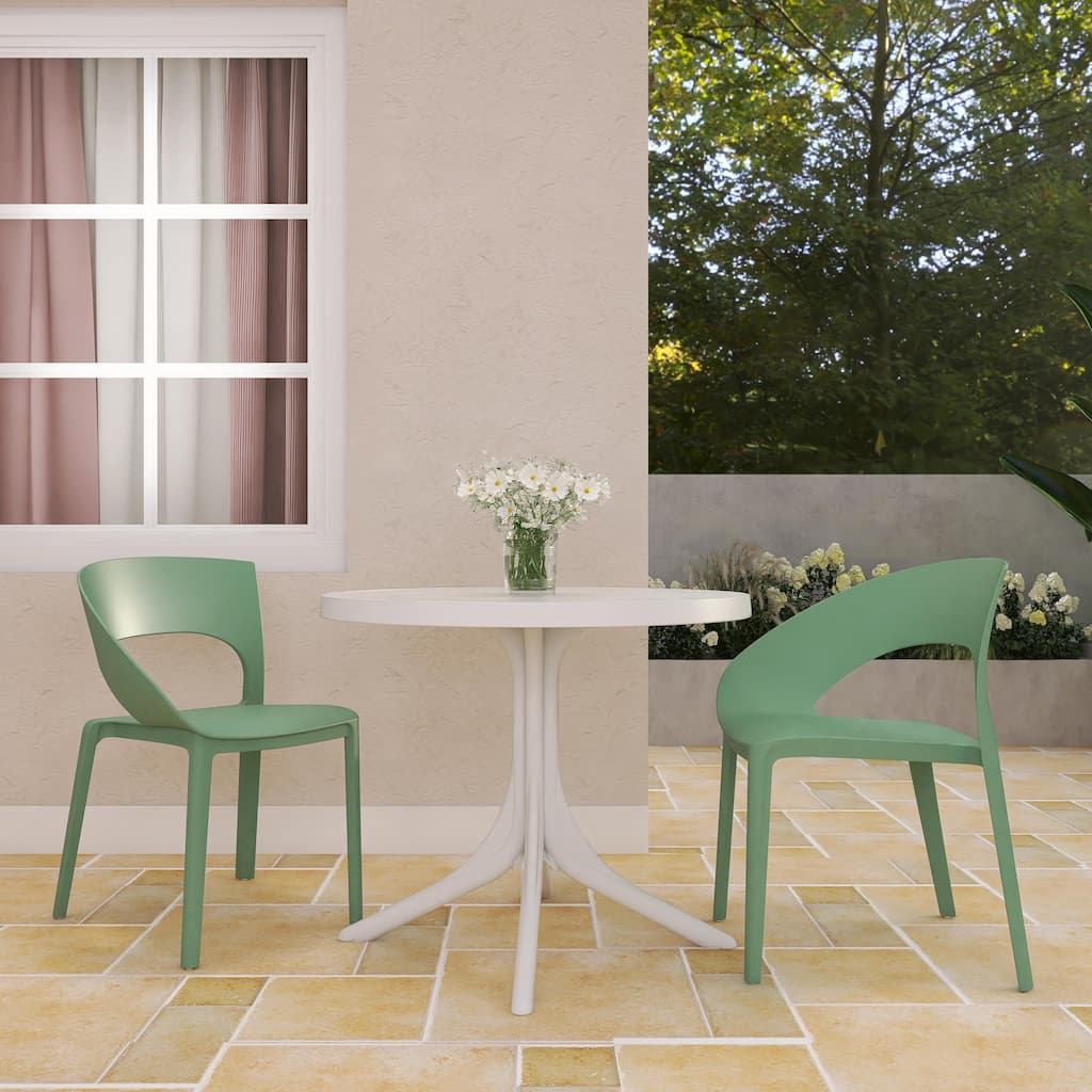BNK Modern PP Side Chair for Indoor & Outdoor Use, One-Piece Design (Set of 4)