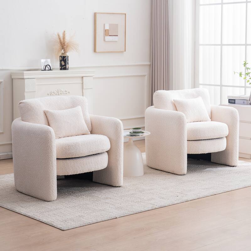Rounded Corner Accent Chair Lounge Chair, Single Sofa Chair Armchair for Living Room