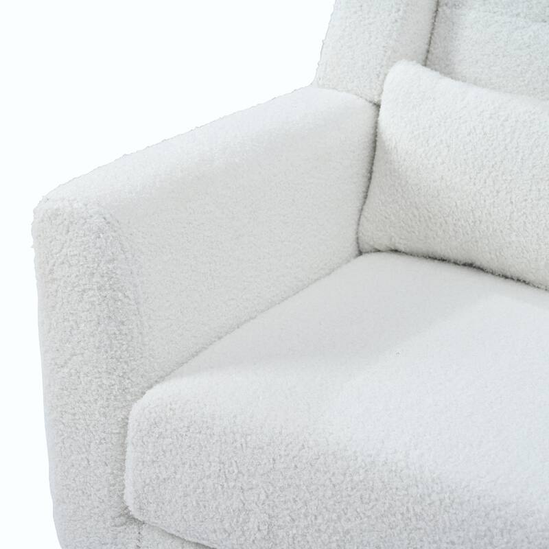 Teddy Fabric Accent Chair with Wooden Legs and Mid-Century Lounge Chair (275lb Capacity)