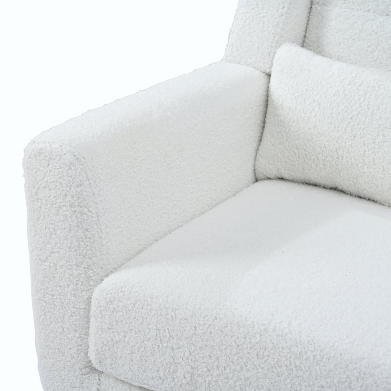 White Modern 24.21" Upholstered Button Tufted Arm Chair with Wood Legs for Living Room
