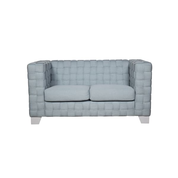 ACME Saree LOVESEAT Light Teal Chenille & White Finish - On Sale 