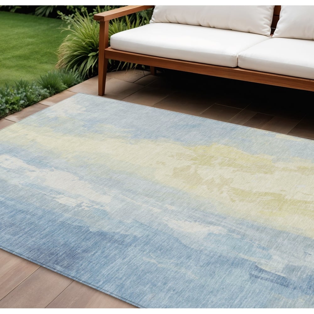 HomeRoots Abstract Transitional Rectangle Outdoor Rug