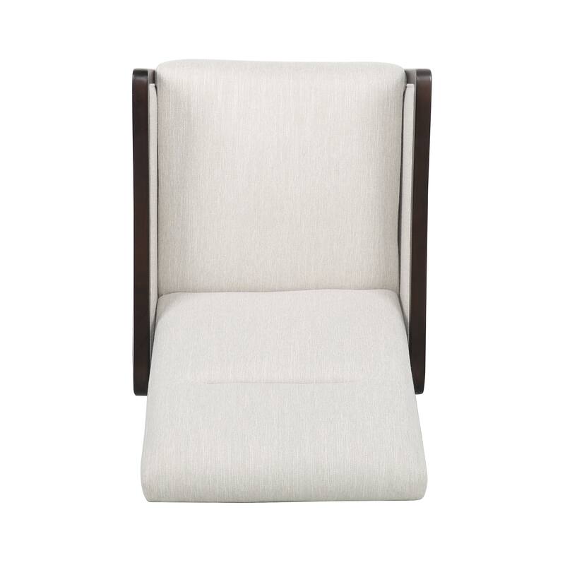 Mid-Century Upholstered Push-Back Recliner with Footrest and Birch Wood Frame