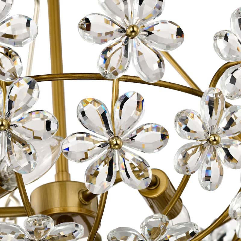 Rosa Glam 3-Light Daisy Crystal Glass Flower Chandelier