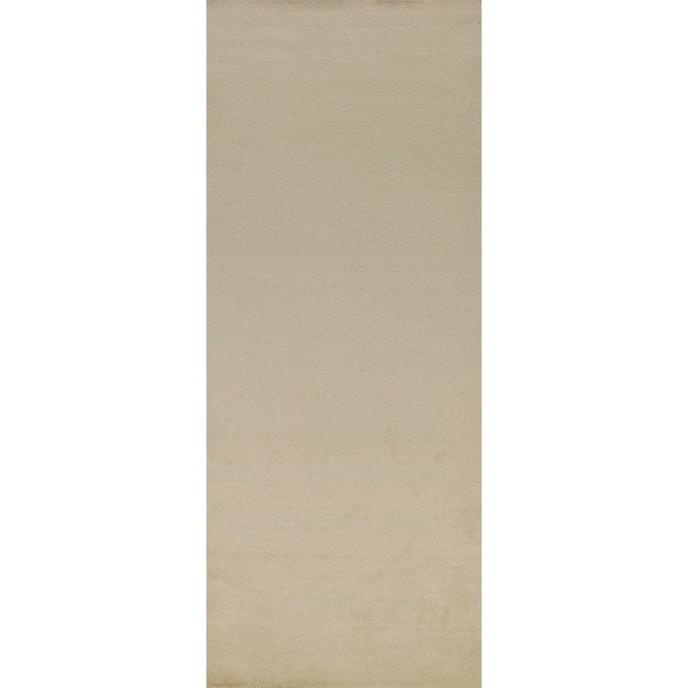 Hand Knotted Oriental 100% Wool Carpet Modern Solid Green Gabbeh Runner Rug - 9' 10'' X 3' 2''