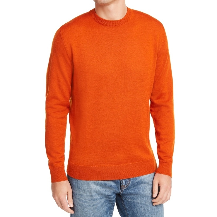 orange crew neck sweater mens