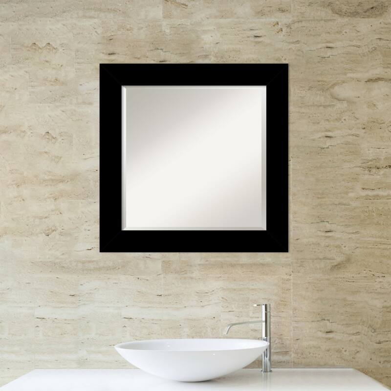 Basic Beveled Wood Framed Bathroom Vanity Wall Mirror