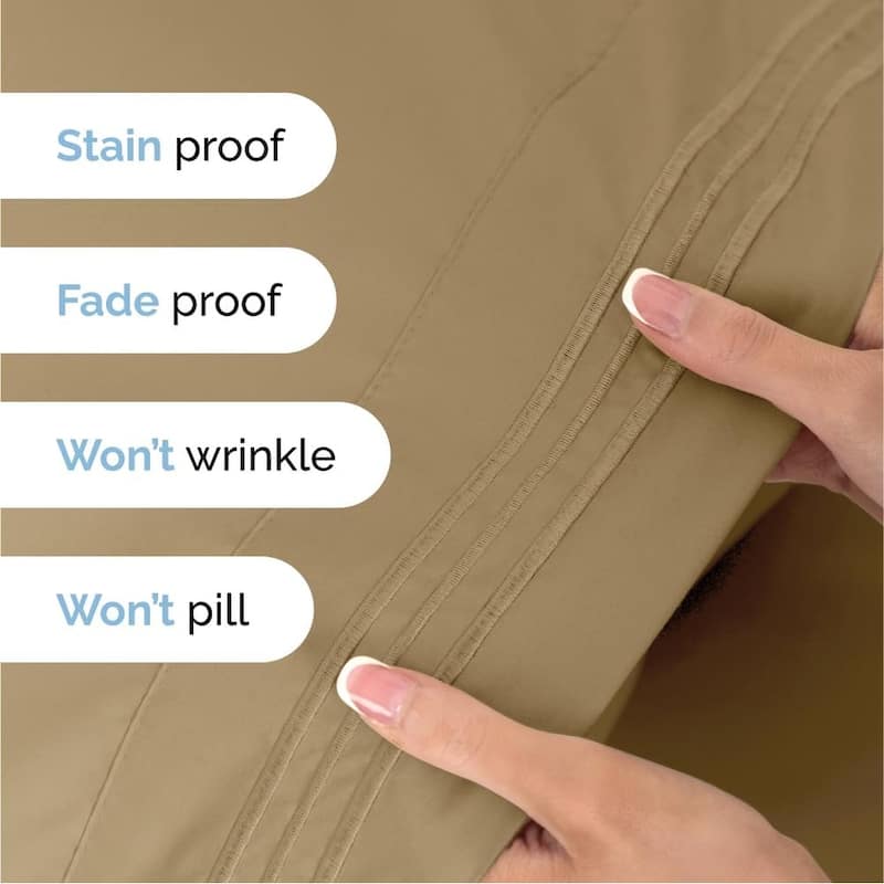 CGK Linens 4 Piece Solid Deep Pockets Microfiber, Easy-Fit Bed Sheet Set