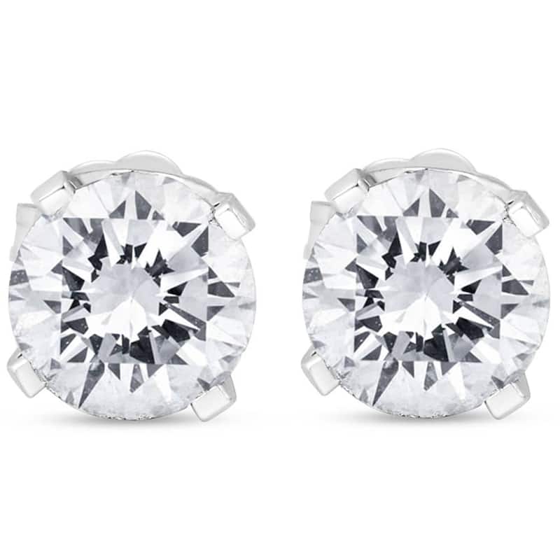 1 1/2CT Diamond Push Push Studs Enhanced White Gold