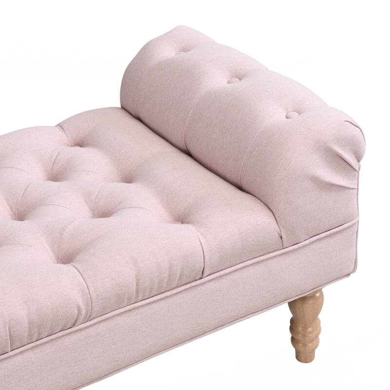 Button-Tufted End of Bed Bench,Large Upholstered Ottoman,Foot Rest with Legs