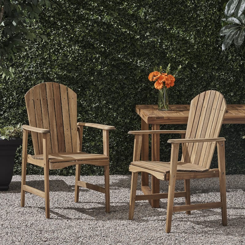Roomfitters Outdoor Accent Wooden Dining Chairs, Set of 2, Stylish and Durable Weather-Resistant Design for Patio and Garden Use - Natural