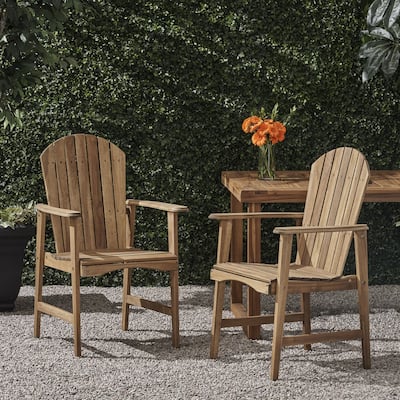 Roomfitters Outdoor Accent Wooden Dining Chairs, Set of 2, Stylish and Durable Weather-Resistant Design for Patio and Garden Use
