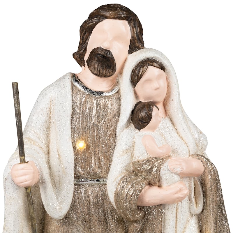 Lighted Glittery Holy Family Christmas Decoration - 21" - Clear LED Lights