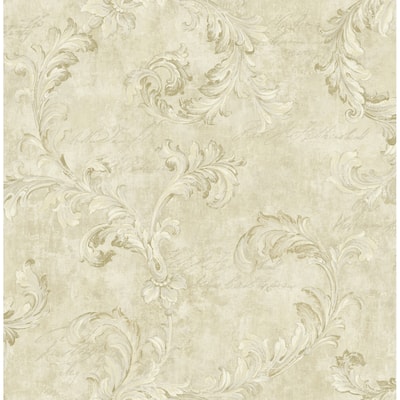 Seabrook Designs Madelina Acanthus Scroll Unpasted Wallpaper