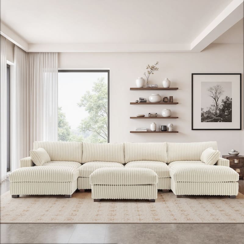 6-Piece 118.4"W Plush Oversized Modular Sectional Sofa Set