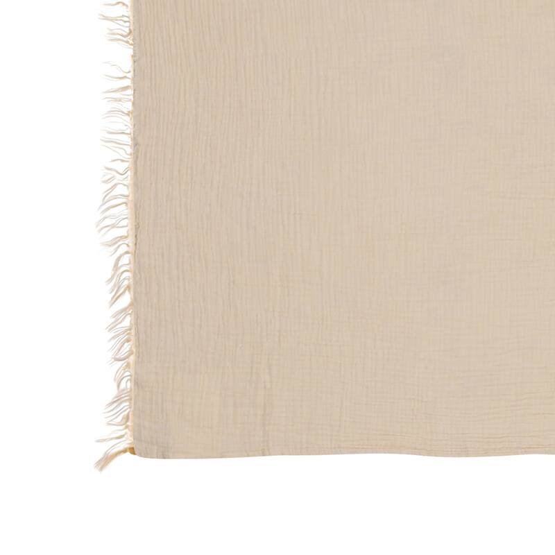 Sevita Solid Turkish Cotton Crinkled Standard Size Throw Blanket with Fringe