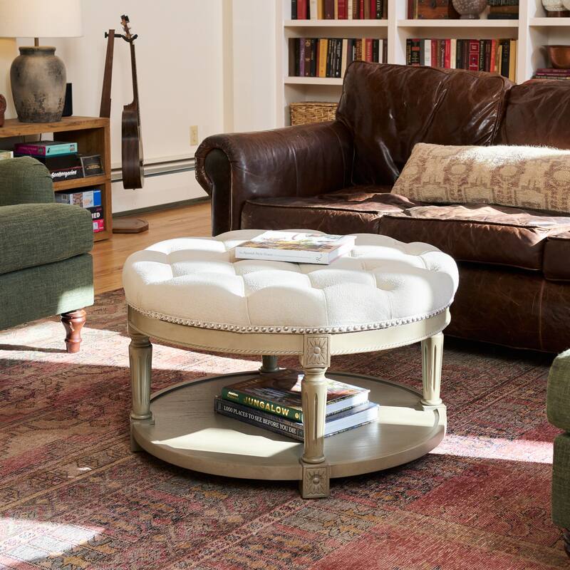 Maven Lane Mesa Round Upholstered Coffee Table