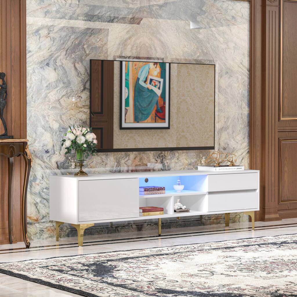 TV stands fit up to 65inch TV,with LED remote control lights and drawers