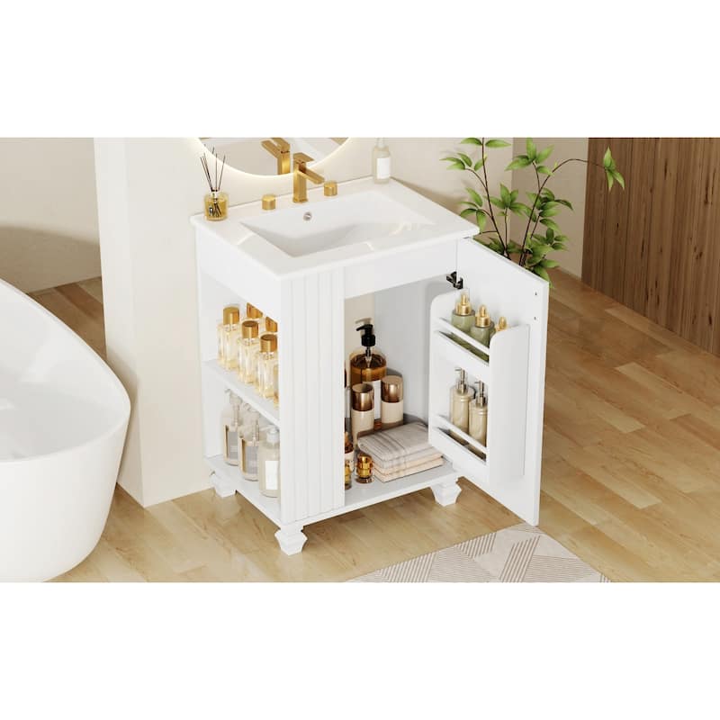 Bathroom Vanity with Sink, Cabinet Door Shelf,Side Open Storage,Wood Frame,Soft Closing Door