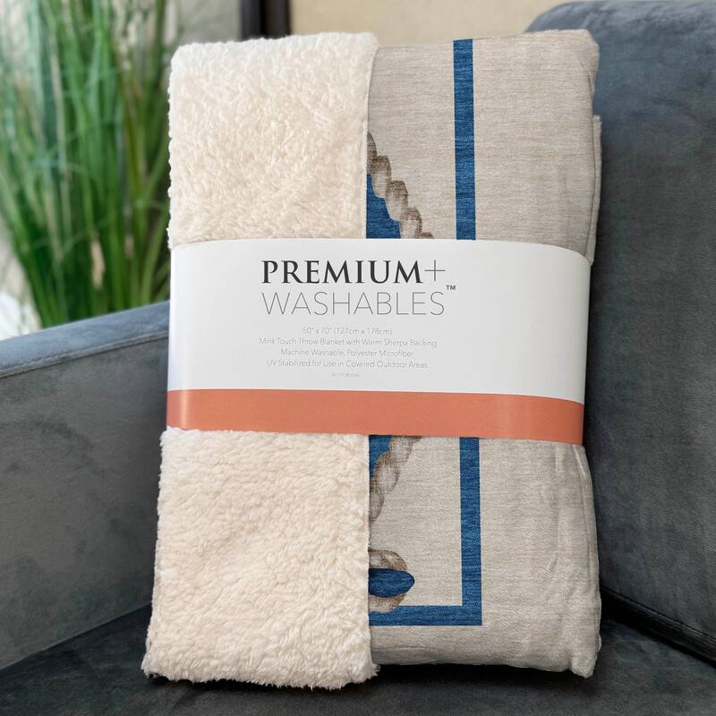 Premium Machine Washable ASB151 Coastal Sherpa Throw Blanket