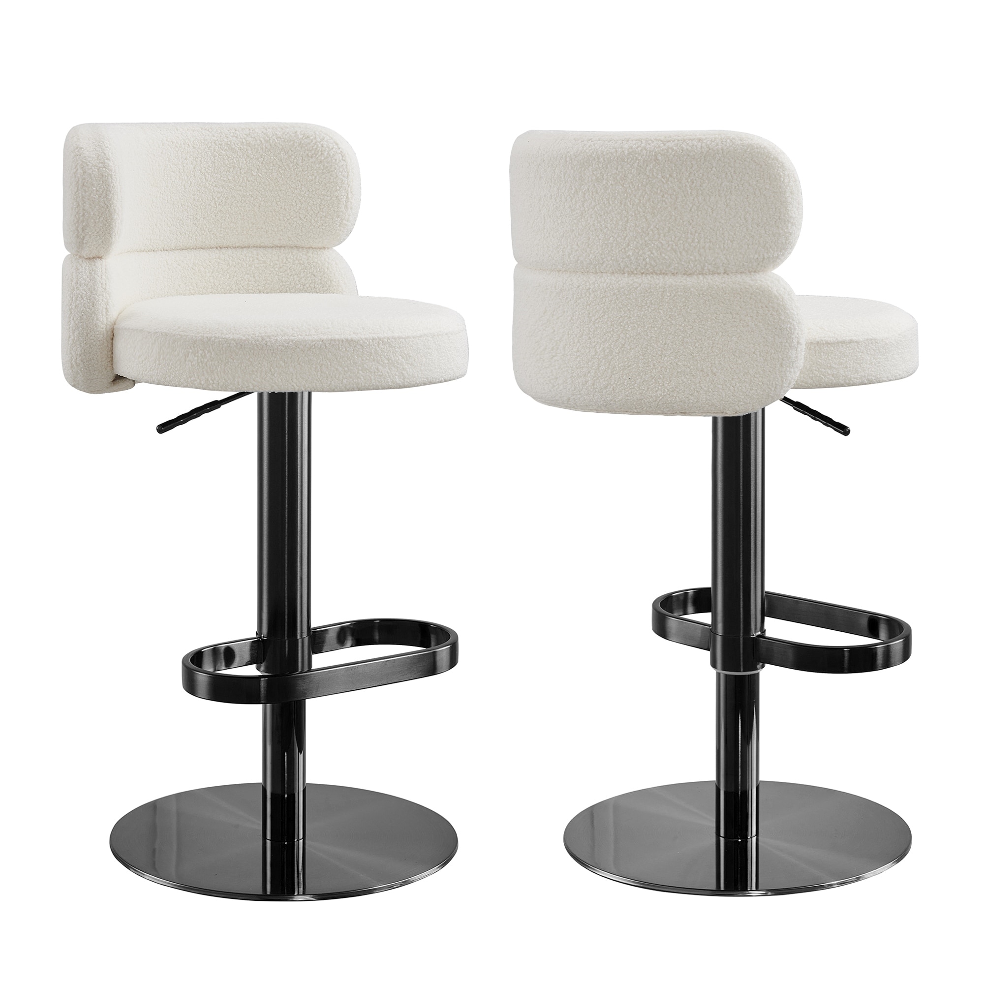 Bar Stool, Adjustable Height 360° Swivel with Backrest and Footrest