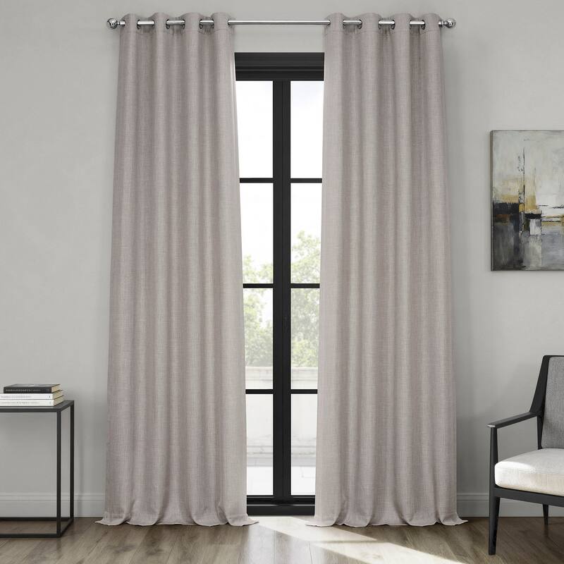 Exclusive Fabrics Grommet Textured Faux Linen Room Darkening Curtains for Bedroom & Living Room Curtains (1 Panel) - 50 X 84 - Clay