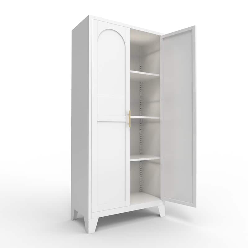 61'' 2 Shapely Doors Cabinet, Metal Storage Cabinet with Doors and Adjustable Shelves