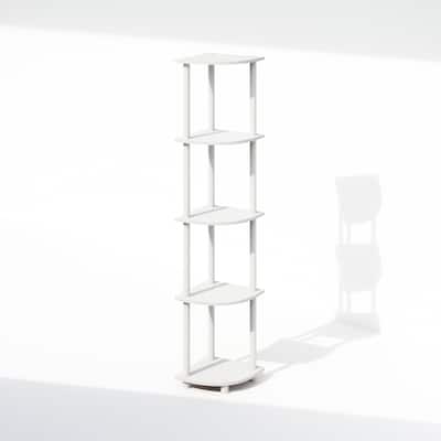 Furinno Turn-N-Tube 5 Tier Corner Display Rack Multipurpose Shelving Unit, White/White