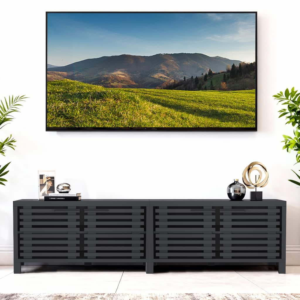 77" Modern Black Storage Media Console TV Stand for TVs up to 85"