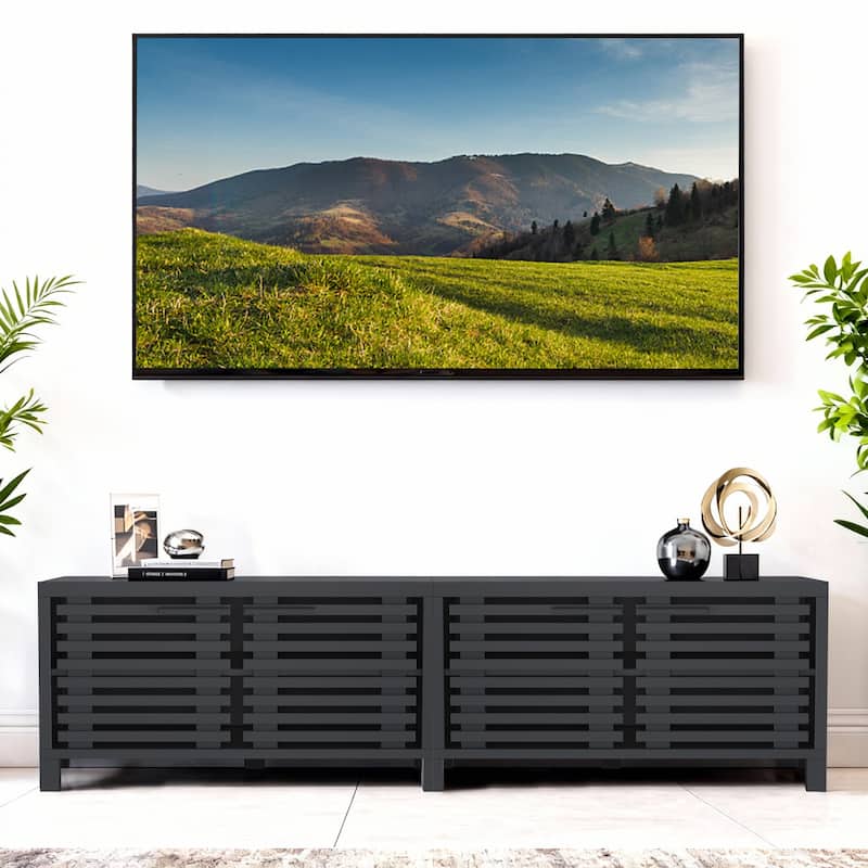 77" Modern Black Storage Media Console TV Stand for TVs up to 85"