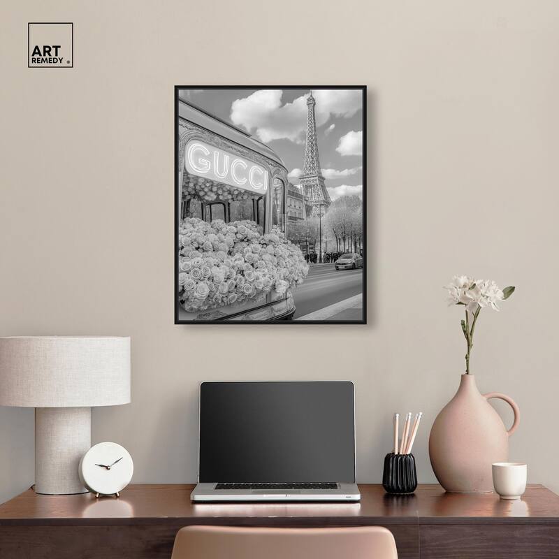 Dreamy Fashion Bus Noir Canvas by Art Remedy