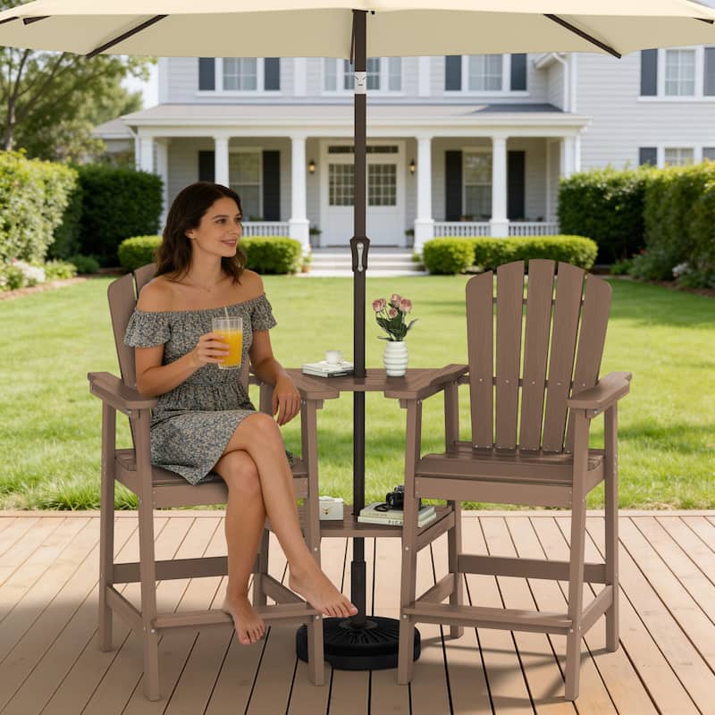 Outdoor Tall Adirondack Chair Set of 2 with Connecting Tray