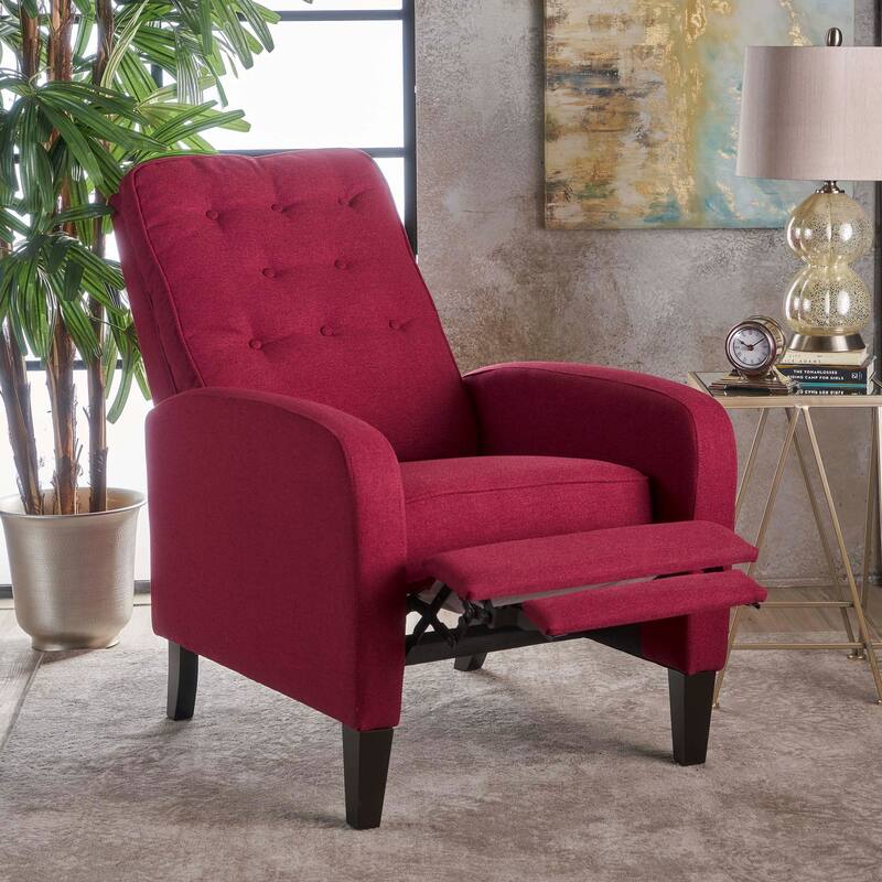 Contemporary Modern Recliner, Tufted Push-back Recliner