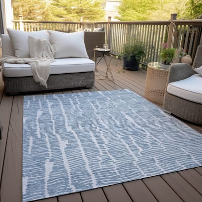 Machine Washable Indoor/ Outdoor Chantille Modern Abstract Rug
