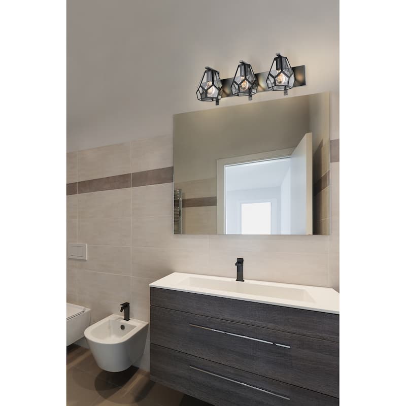 Mardyke - 3-Light Bath/Vanity Light - Matte Black with Clear Glass Shade - 25.20"L x 7.60"Ext X 0.90"W X 8.15"H