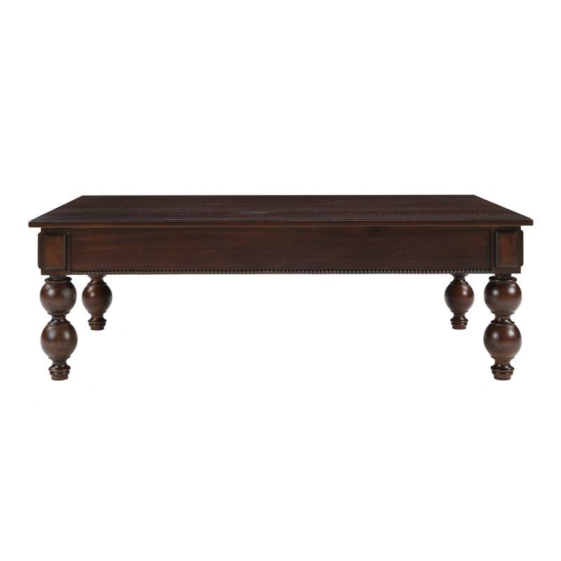 Rectangular 47" Wooden Coffee Table with Storage Drawer, Vintage Cocktail Table with Solid Wood Legs for Living Room Elegance