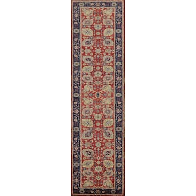 Hand Knotted Oriental 100% Wool Carpet Traditional All-Over Red Ziegler Runner Rug - 12' 0'' X 2' 6''