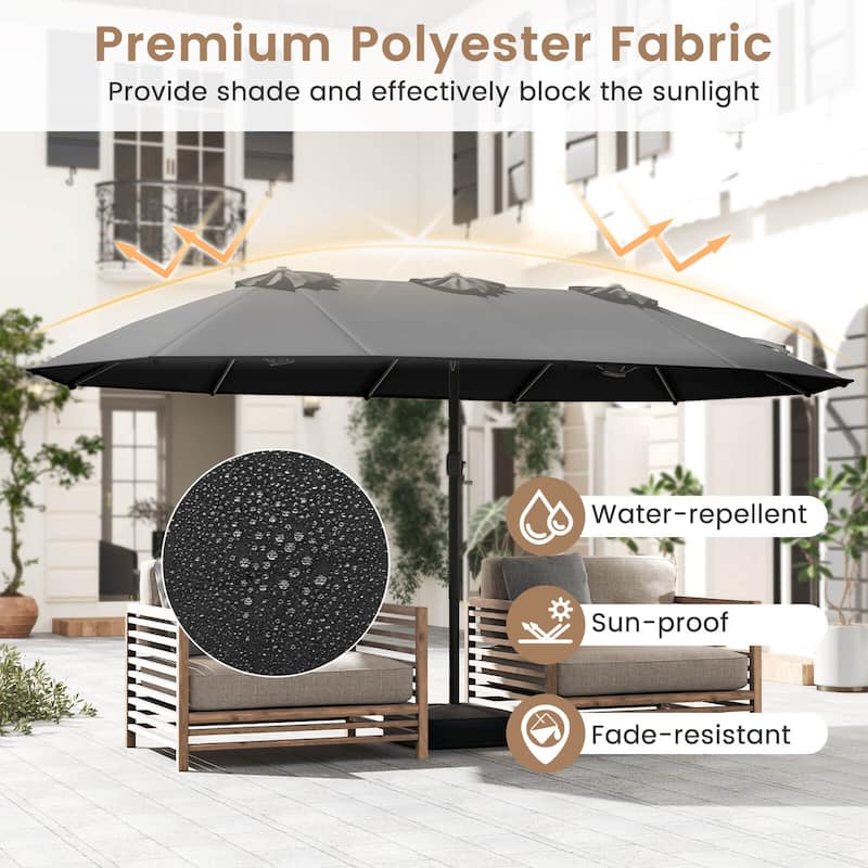 Costway 15FT Double-Sided Twin Patio Umbrella Outdoor Market W/ Crank