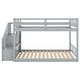 preview thumbnail 8 of 16, Twin over Twin Floor Bunk Bed, Ladder with Storage, Provide Maximum Security: Double Guardrail For Upper Bed,Gray