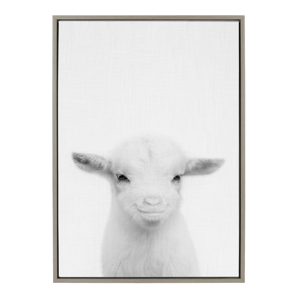 Kate and Laurel Sylvie Baby Goat Framed Canvas by Simon Te Tai