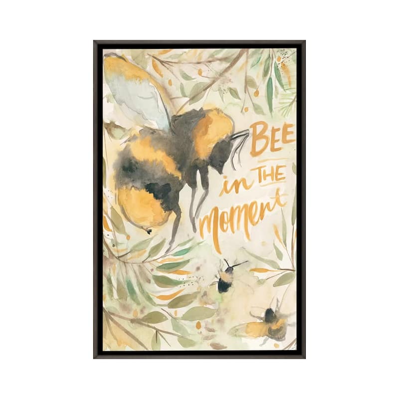 iCanvas "Bee in the Moment" by Jessica Mingo Framed - Charcoal - 26x18