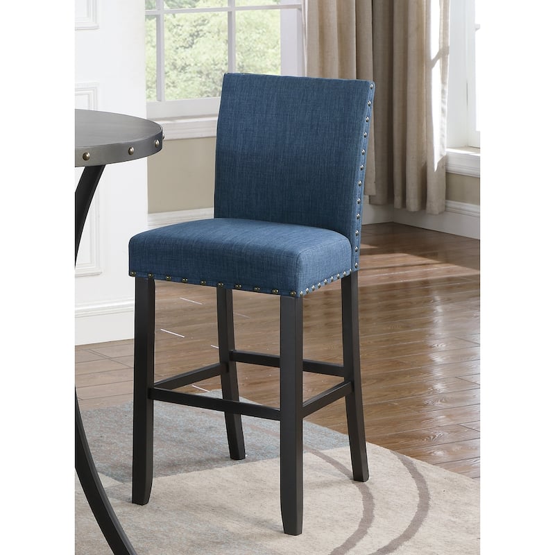 Roundhill Furniture Biony Fabric 29" Bar Stools with Nailhead Trim (Set of 2)