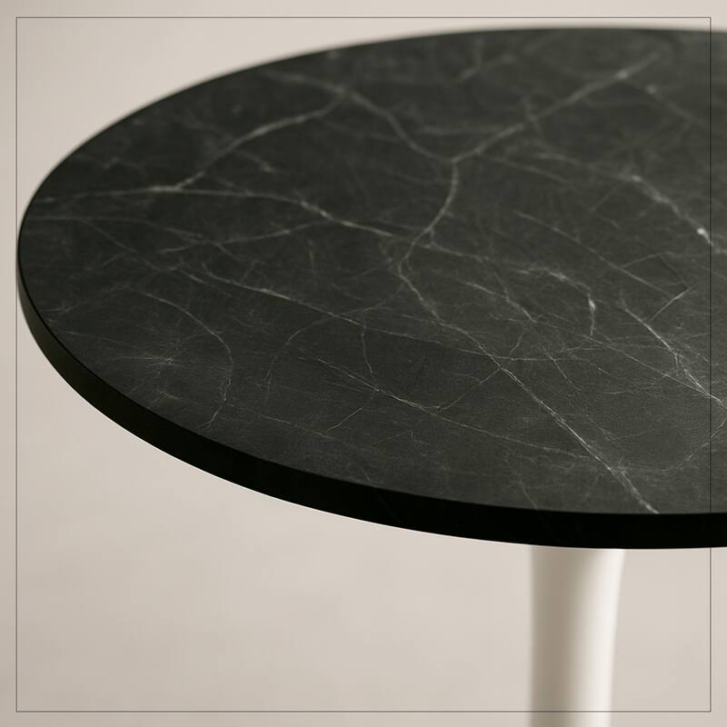 Bristol 27" Round Dining Table with MDF TableTop & White Pedestal Base for Kitchen & Dining Room