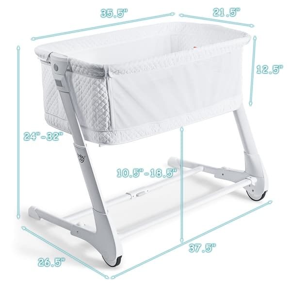 dimension image slide 0 of 2, Babyjoy Baby Side Bedside Sleeper Washable Mattress Height Adjustable